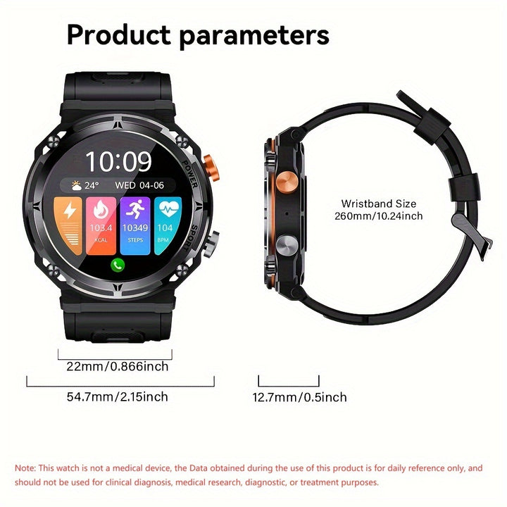 Outdoor Smart Watch with Call Function, Waterproof Fitness Tracker for iPhone & Android